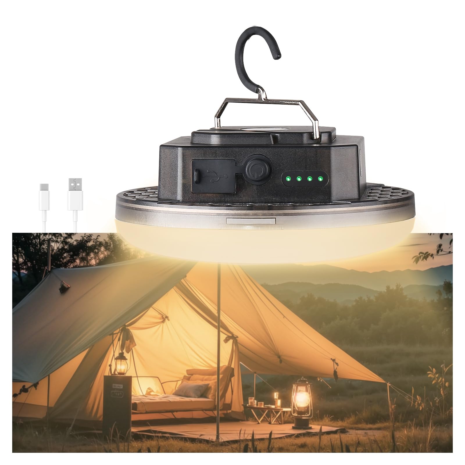 Lanterne de camping 10 500 mAh robuste avec 3 modes d'éclairage d'urgence - 7
