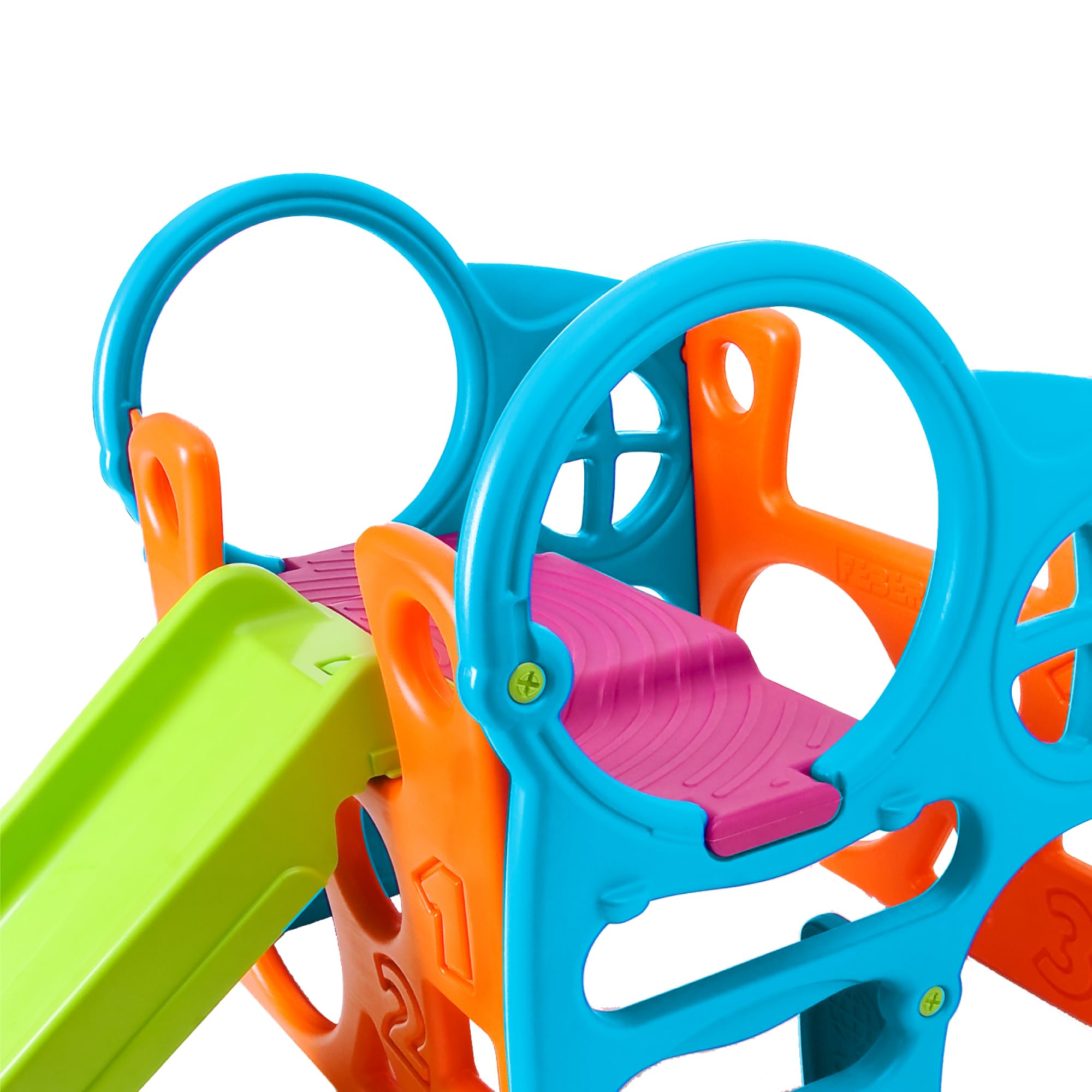 Feber - Centro attività con scivolo, colori resistenti alla luce del sole e alla temperatura, robusto e facile da costruire, peso 13 kg, per bambini dai 2 anni in su, Famosa (FEU18000)