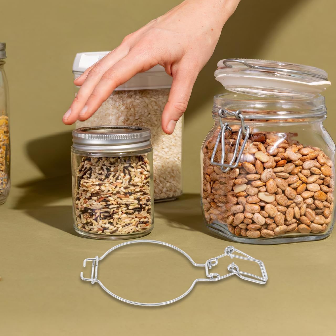 PartyKindom 12 Pièces Accessoires De Bocaux Verre - Clips Acier Inoxydable Pour Bocaux à Large Ouverture, Fermeture Étanche Pour Conservation Des Aliments