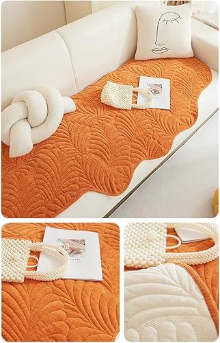 Miniatura 4 de vctops Funda acolchada de felpilla con hojas de felpilla, Irregular, antideslizante, súper suave, protector de muebles, para sala de estar y