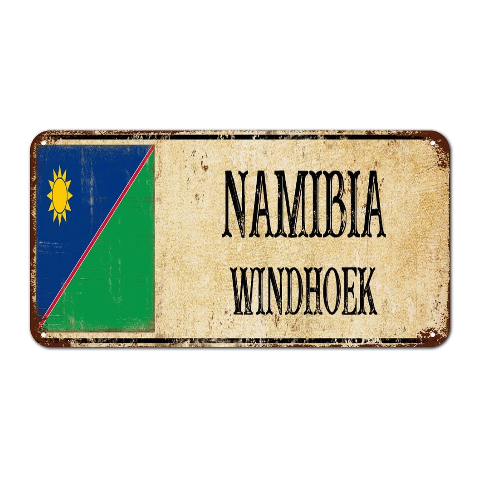 Yelolyio Namibia Windhoek Metal Signs Outdoor Vintage Front Door Signs Namibia Wall Decor Country Souvenir Metal Plaque For Cabin Lounge Shop 6X12 Inch