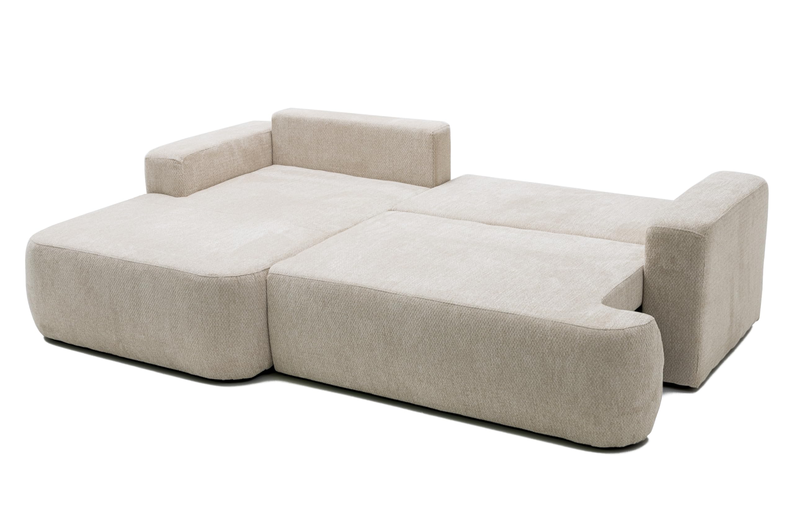FURNISTAR Gaya Schlafcouch mit Bettkasten - Ecksofa mit Schlaffunktion - Eckcouch - Wohnlandschaft - 260 cm - Links, Grau