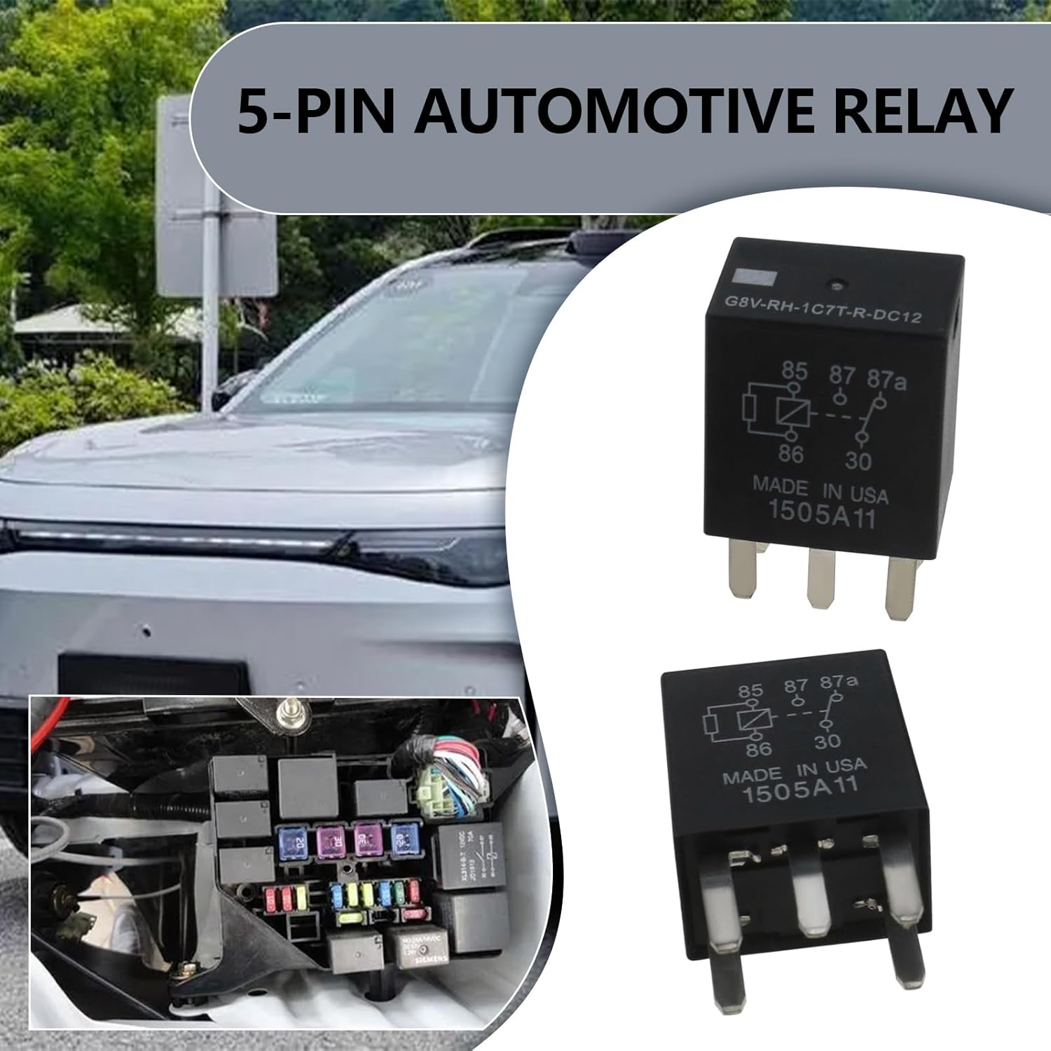 2PCS 5 Pin Automotive Relay Replacement G8V-RH-1C7T-R-DC12V SPDT Car Relay Switch Auto Relay Contactor for Automobiles Ships Motorboats