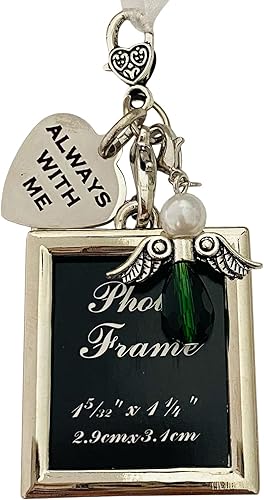 Espejo retrovisor colgante o ramo conmemorativo de boda con texto en inglés "Always With You" (Esmeralda)