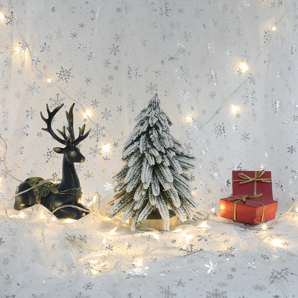GORGECRAFT Organza-Stoff Mit Schneeflocken, 2,7m X 1,7m – Glänzender Tüll Für Weihnachtsdeko, Hochzeit, Geschenke
