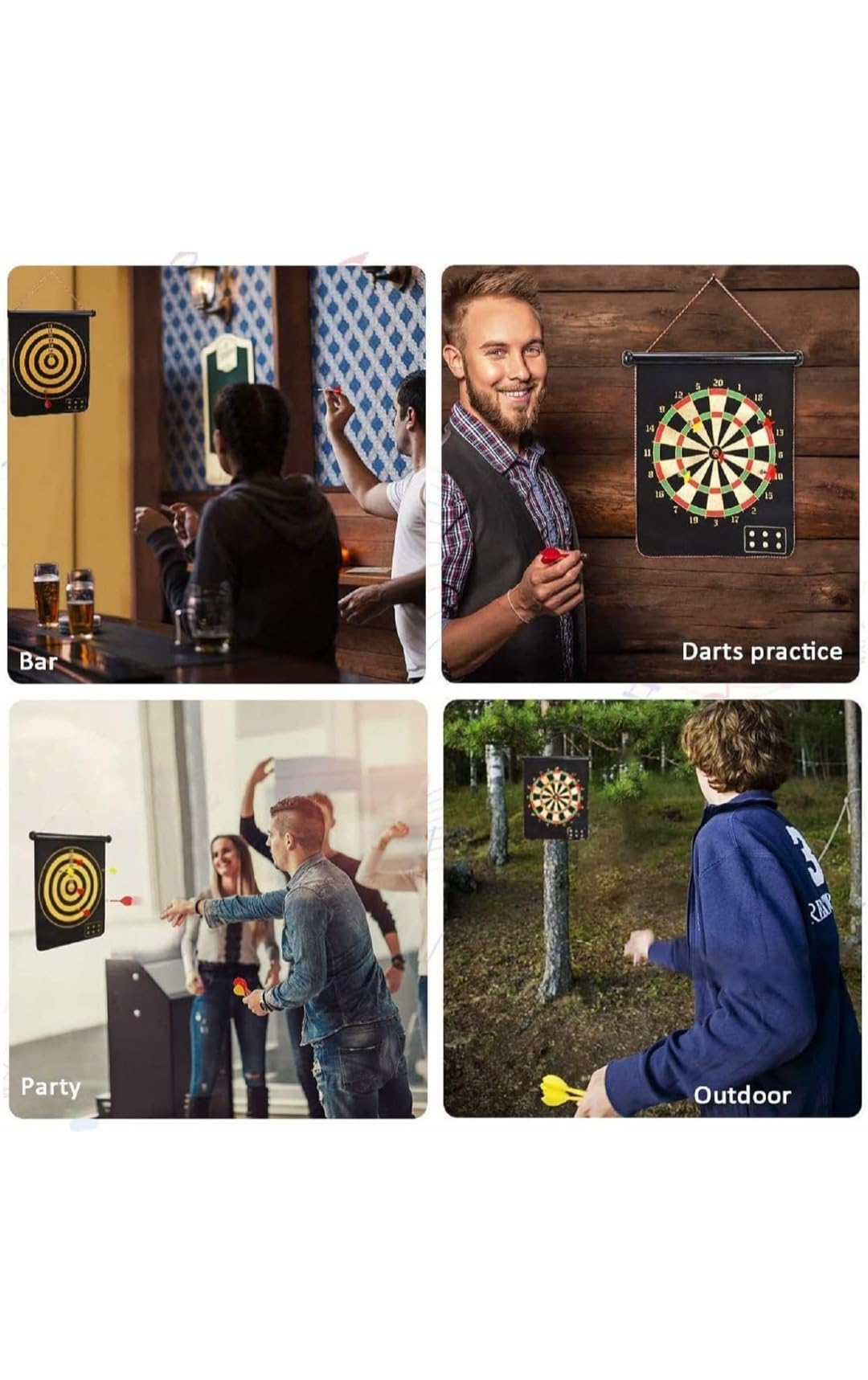 Magnetic Dartboard Double-Sided Board, Rollup Design, 12 inch Red and Yellow 2