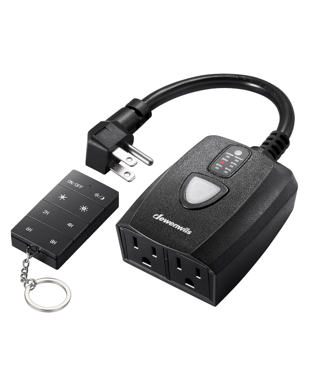 DEWENWILS Dusk to Dawn Dimmer, Wireless Remote Control, Waterproof Dimmable Plug with Timer, 100 FT Range, Outdoor Dimmer for String Light, Patio Lights