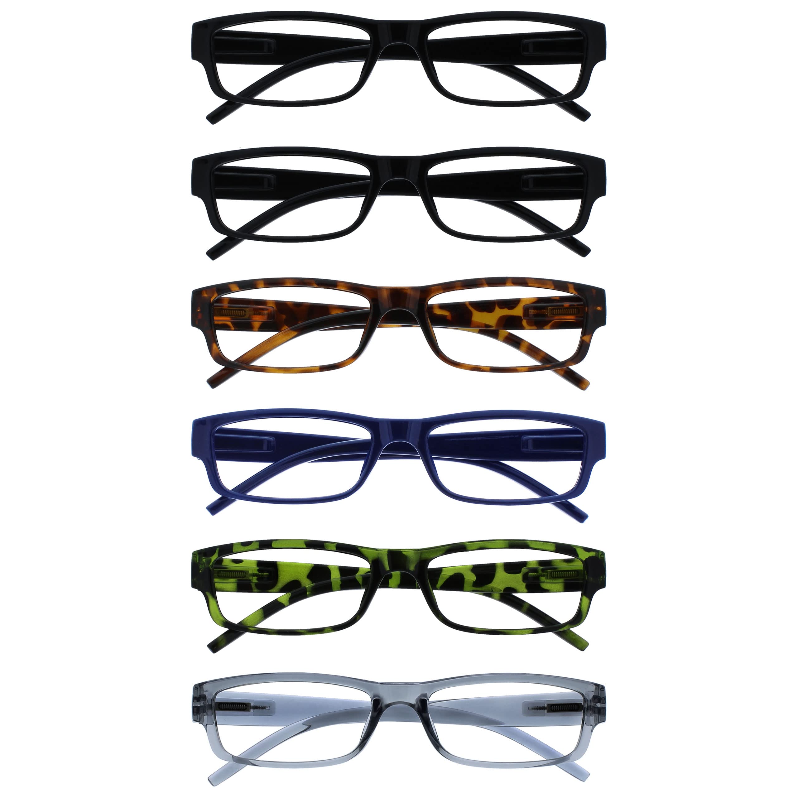 OPULIZE ACE Reading Glasses for Women Men Lightweight Comfortable Narrow Rectangular Frame with Spring Hinges