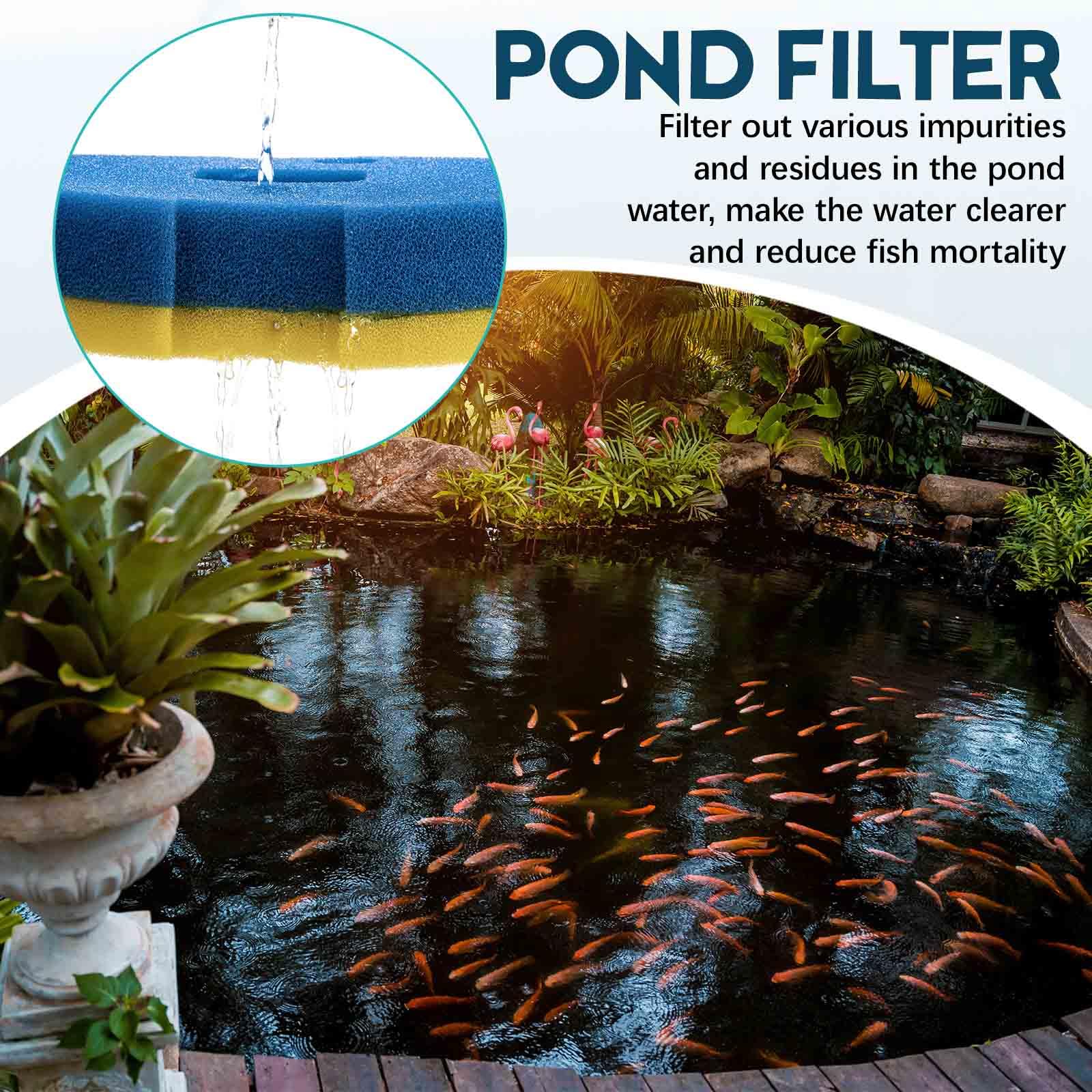 Treela Ersatz-Filterschwamm, kompatibel mit Anbull Teichfilterpumpe, 950/1370 gph (31 x 26 x 7,5 cm), Aquarium-Filterschwamm, Teichfilter-Pad, Aquarium-Schwamm (blau-gelb, 2 Stück)