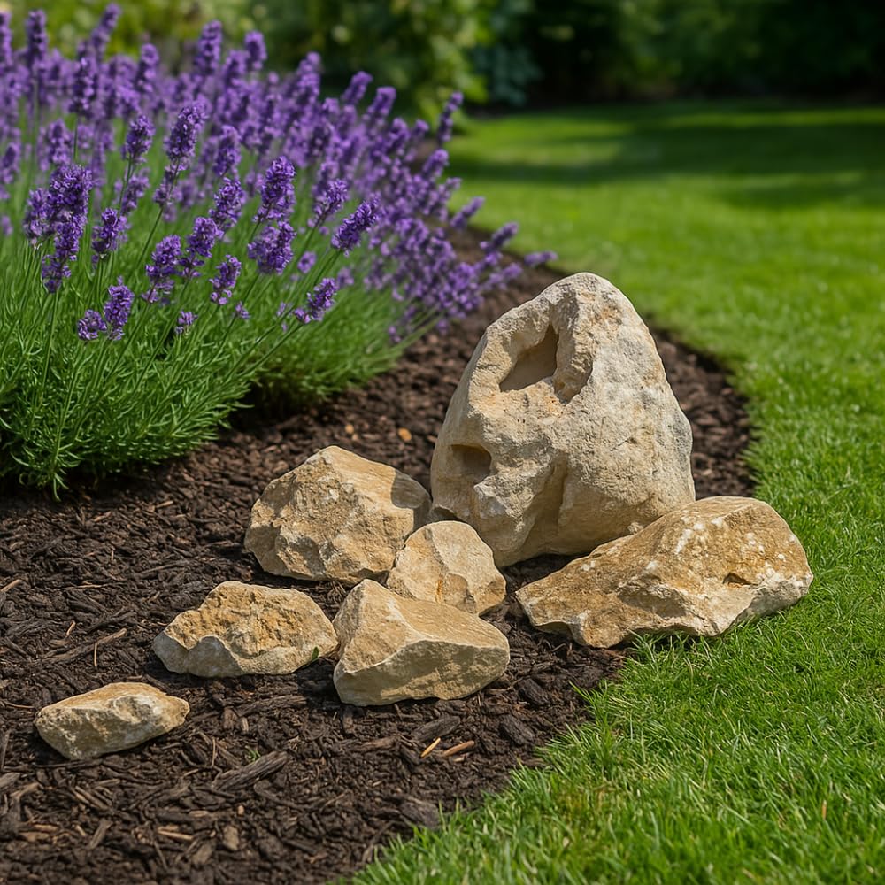 FORTUNATO Rocce Ornamentali da Giardino Versatili, 100-200 mm, Decorative per Aiuole e Vialetti, Confezioni da 10-20 - 25 kg (25, Chilogrammi)