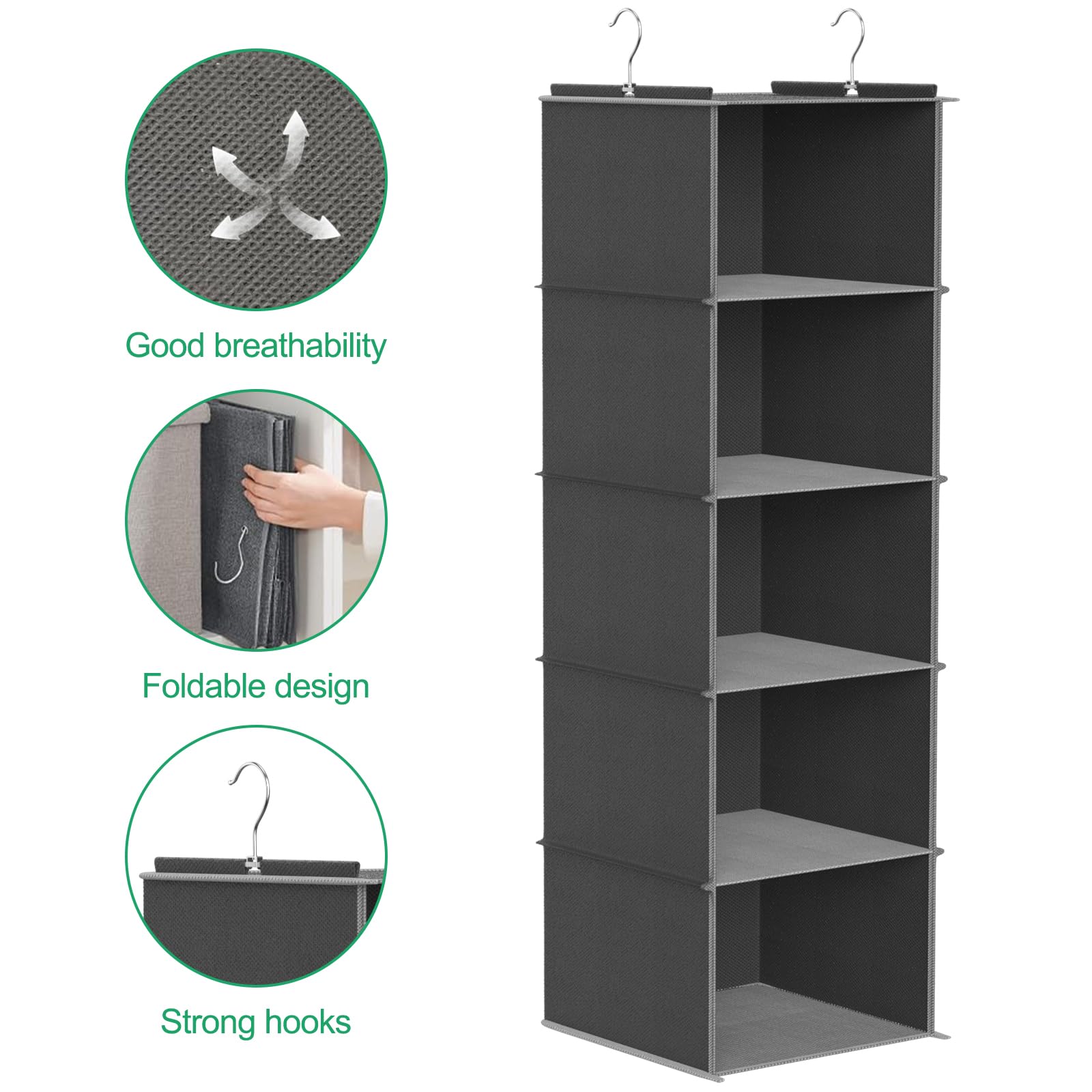 Organizer Armadio Appendibile A Parete - 5 Ripiani Metallici Per Vestiti E Accessori