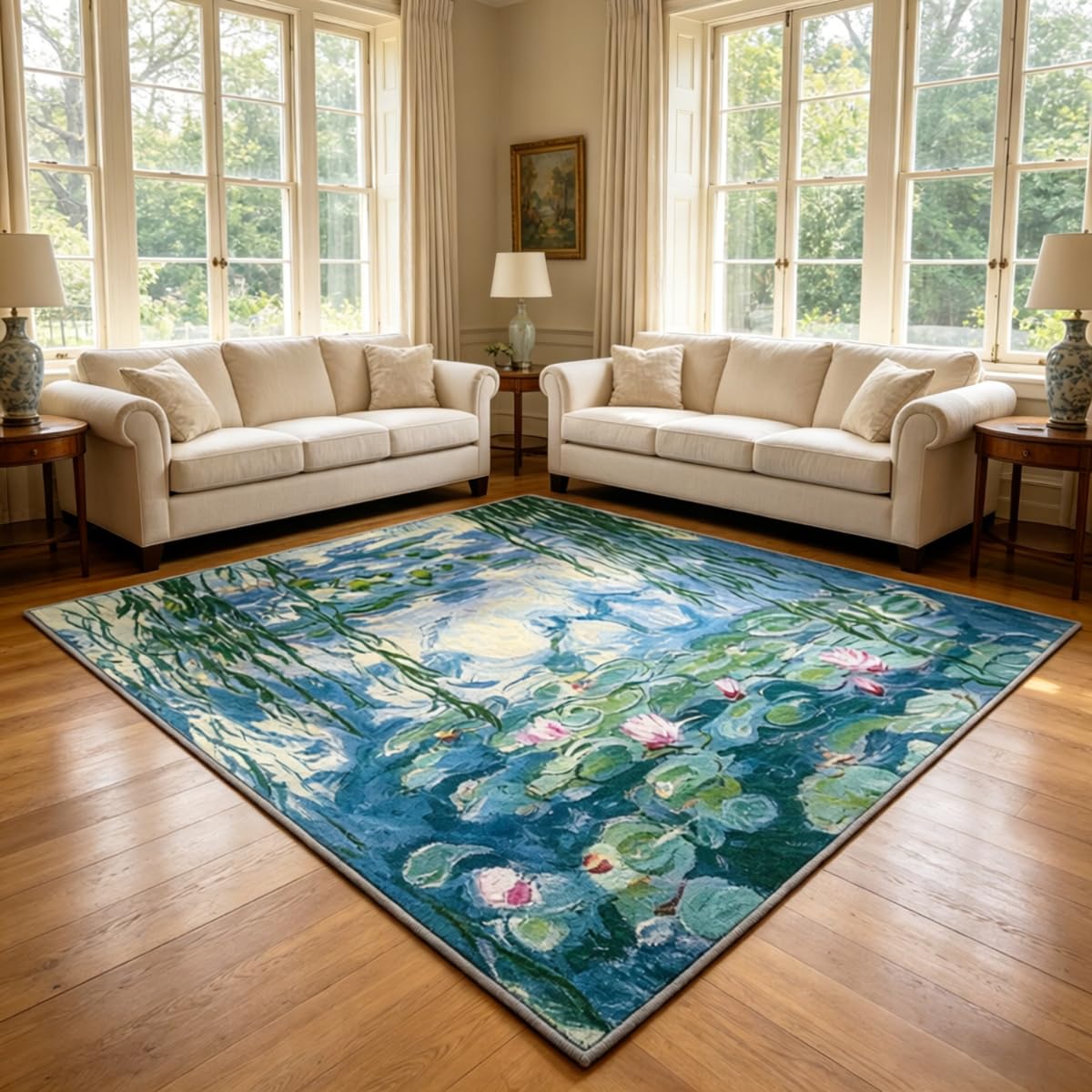 Tapis vert canard nymphéas pour instaurer une ambiance zen chez soi