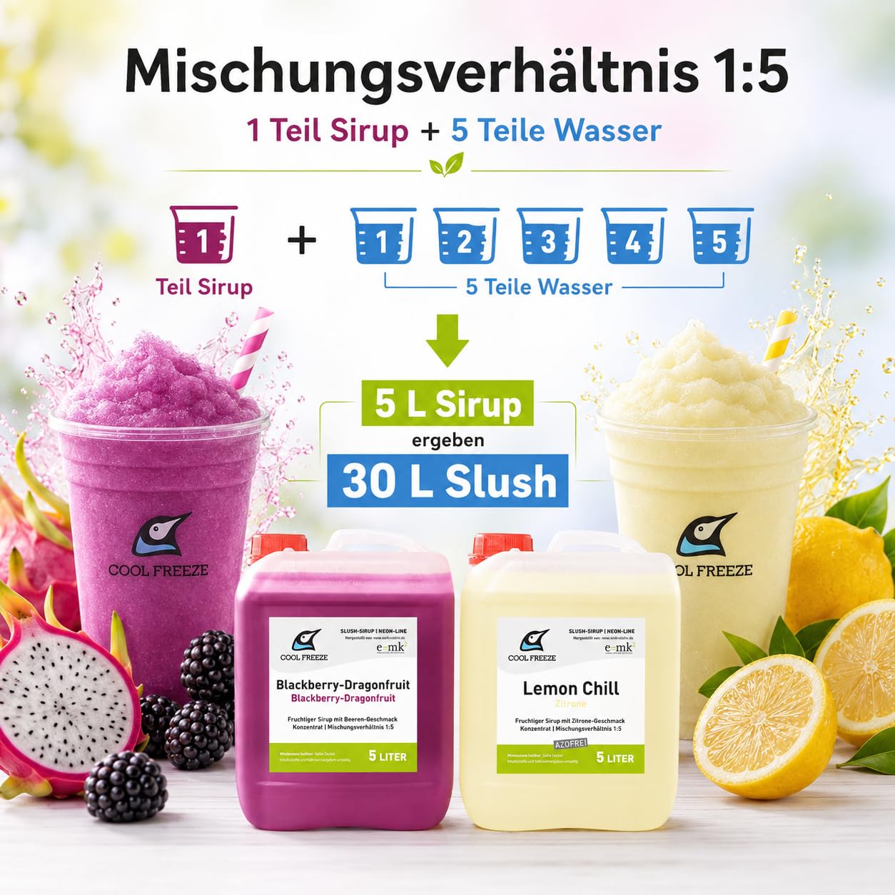 2 er Set Slush Eis Sirup | Drachenfrucht und Zitrone | glycerin- und alkoholfrei