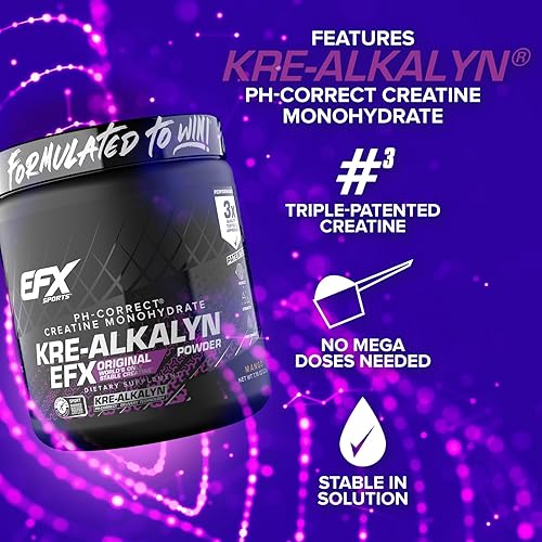Miniatura 4 de Nuevo EFX Kre-Alkalyn  Monohidrato de creatina correcto de pH  Fórmula patentada gana fuerza desarrolla músculo y mejora el rendimiento  Mango -