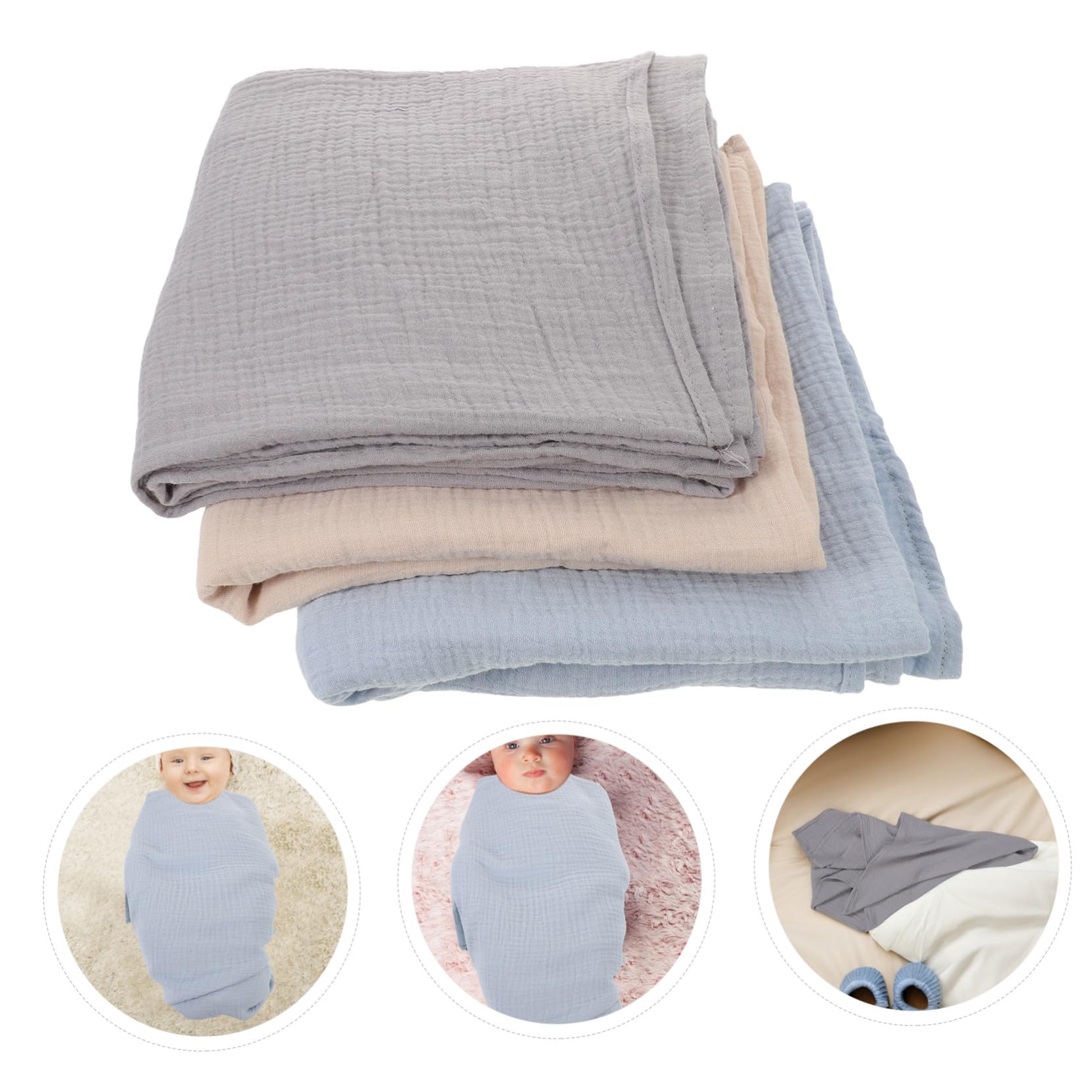 UPKOCH 3piezas Manta Envolvente para Recién Nacidos Suave De Muselina para Dormir y Bañar De Mantas para Envolver Recién Nacido