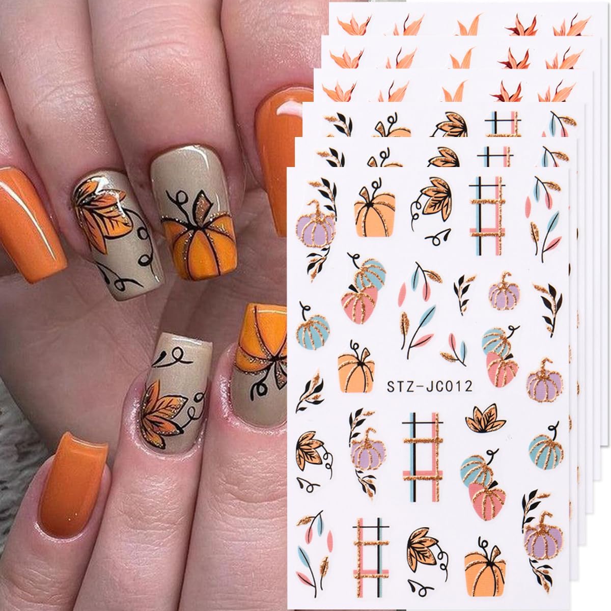 Fall Pumpkin Nail Art Stickers