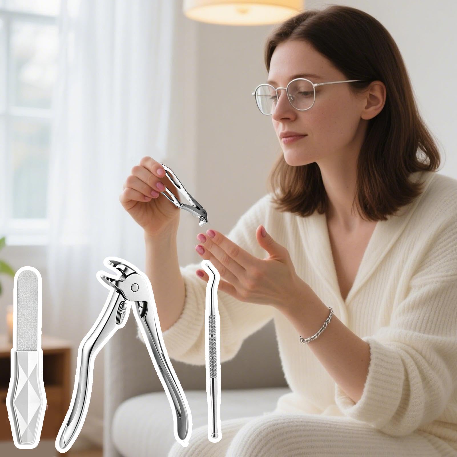 Cortador de uñas para personas mayores, cortaúñas manos ergonómicas