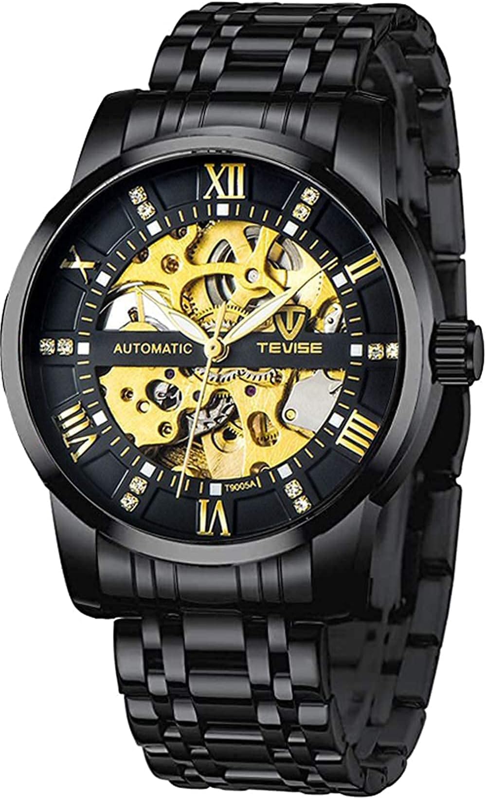 Dentily Men's Watch Mechanical Stainless Steel Skeleton Automatic Waterproof Business Watches for Men…