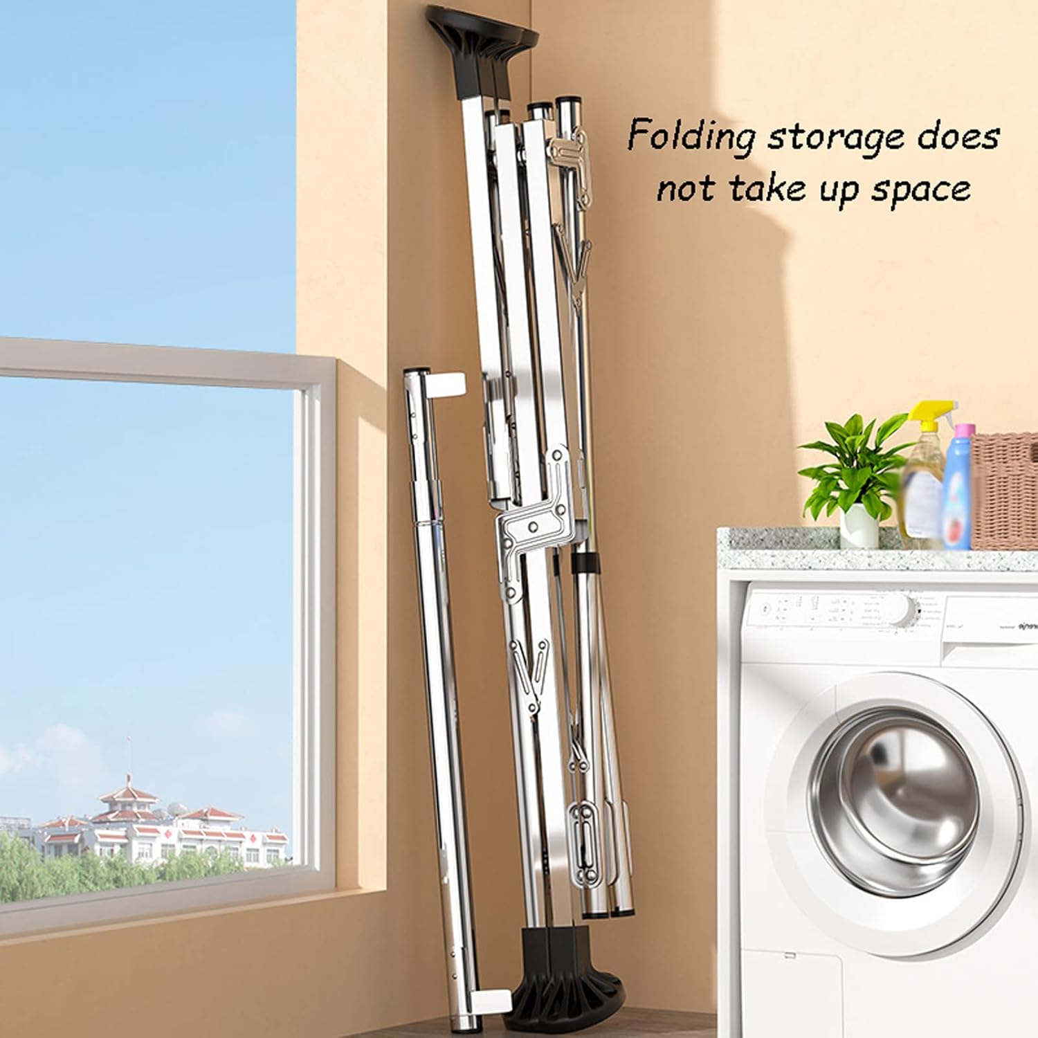 Stainless Steel Foldable Clothes Drying Rack for Indoor Outdoor Use Heavy Duty Laundry with 79 Inch Length,2.4 m/94 inch