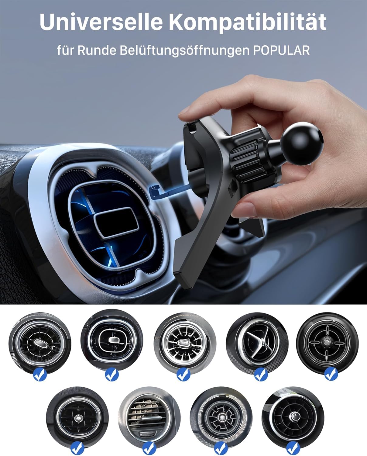YOSH für Magsafe Autohalterung mit Ladefunktion, für Mercedes A/B/C/V/GLC [Runde Lüftung], [Dreiecksstützdesign & N55 Starke Magnets], Handyhalterung Auto für Magsafe Ladegerät für iPhone 17-12