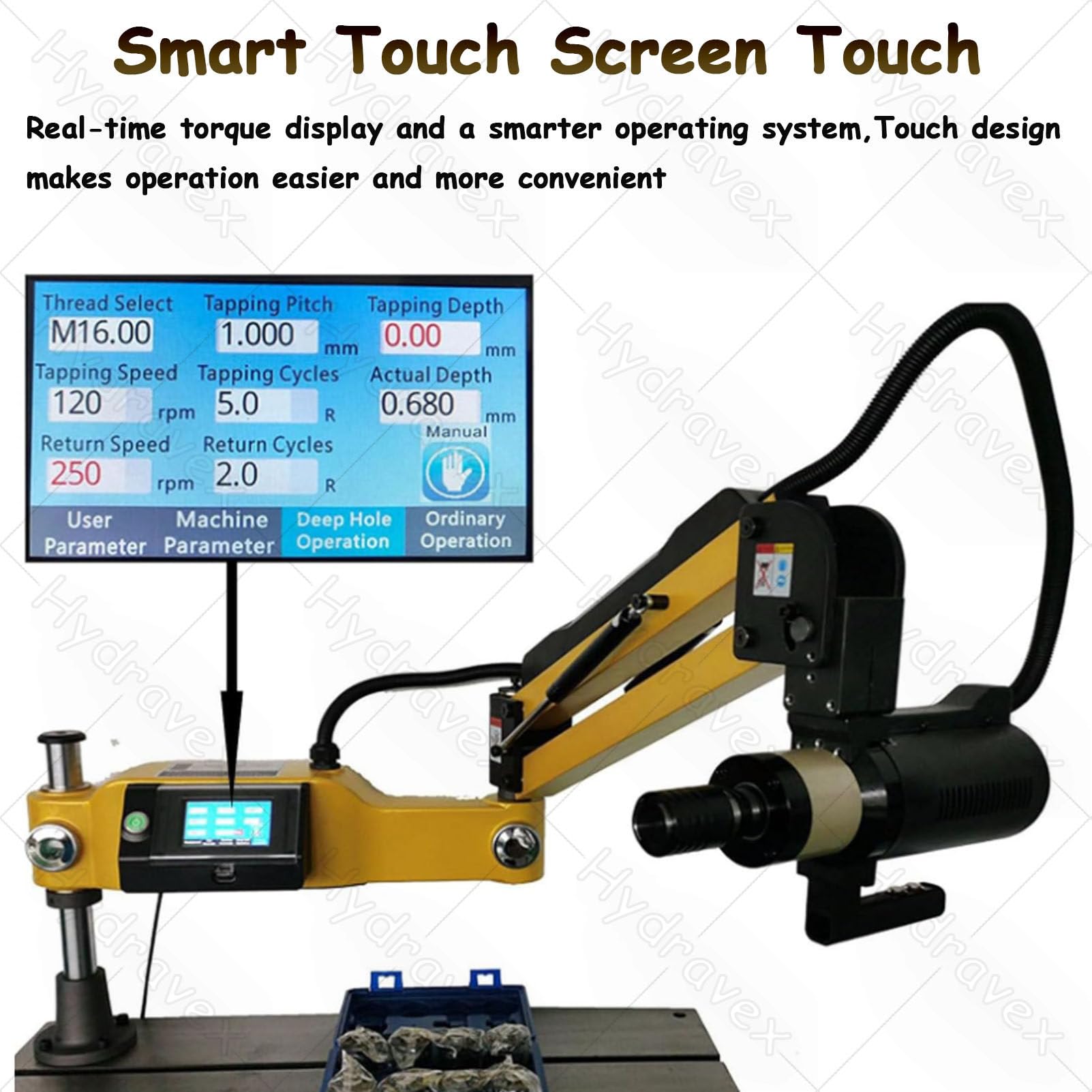 Elektrische Gewindeschneidmaschine, Bohr- und Gewindeschneidmaschine, universelle vertikale elektrische Gewindeschneidmaschine für Easy Arm Power Drilling mit Touchscreen M3-M16