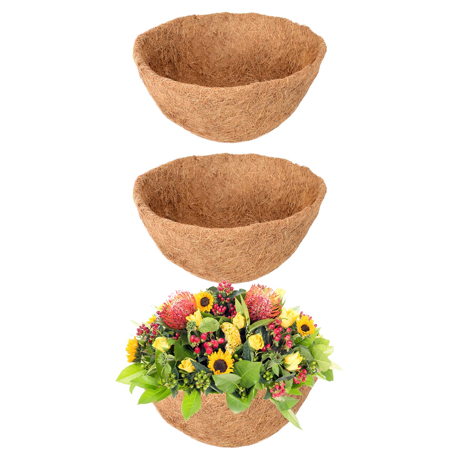 Legigo 3 Pack 8 Inch Hanging Basket Coco Liners Replacement, 100% Natural Round Coconut Coco Fiber Planter Basket Liners for Hanging Basket Flowers/Vegetables