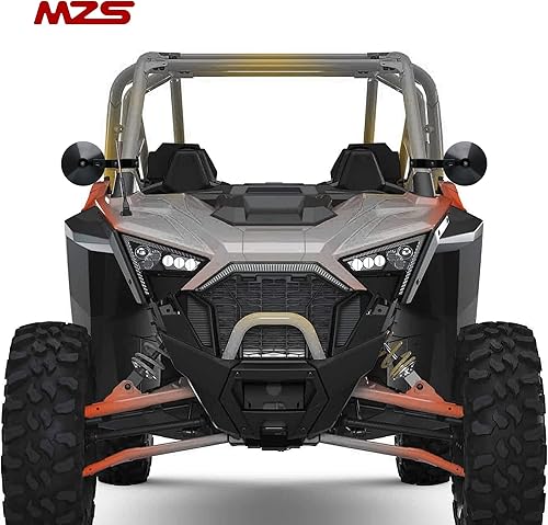 Miniatura 2 de MZS Espejos laterales UTV, 1.75"-2" UTV View Retrovisores redondos CNC Negro Accesorios compatibles con RZR Rangers Roof XP Commander Gator Wildcat
