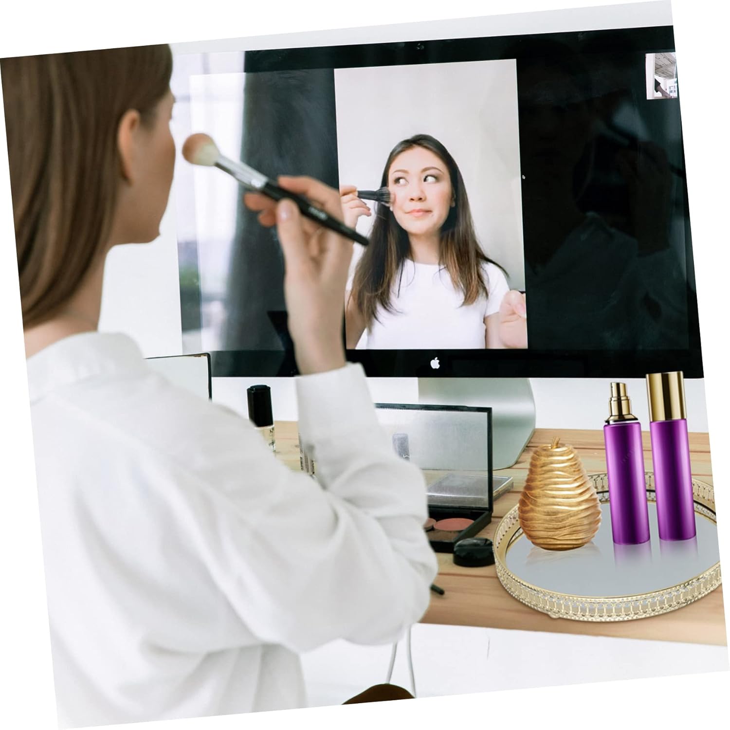 ミラートレイバニティナットトレイ、化粧品サービングトレイ、香水ホルダートレイ、レトロミラープレートライトハウスデコレーション、ホーム