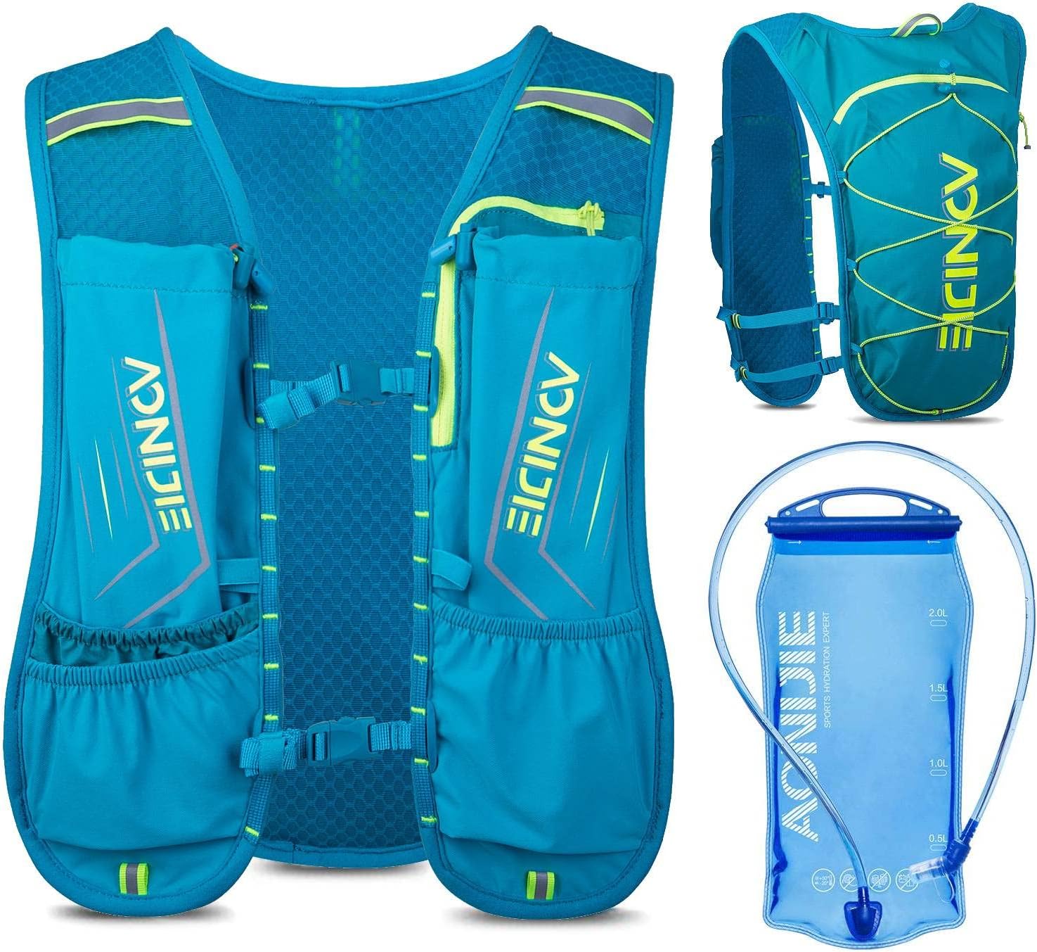 AONIJIE Waterproof and Breathable Running Hydration Vest with 1.5L Bladder, 4.23oz Lightweight Hydration Vest Backpack Fits 6.8" Phones, for Hiking Cycling Race Marathon