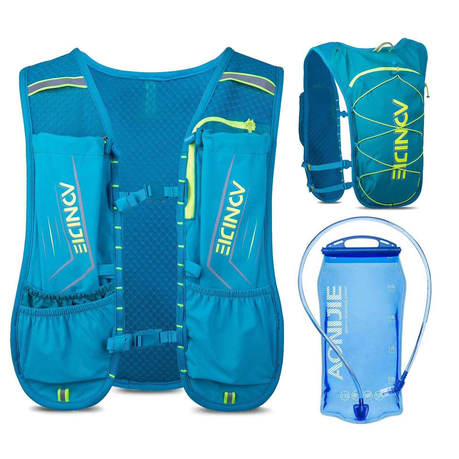 AONIJIE Gilet da corsa impermeabile e traspirante per donne e uomini, 120 ml, leggero, adatto per telefoni da 6,8 pollici, per escursionismo, ciclismo, gare, maratona