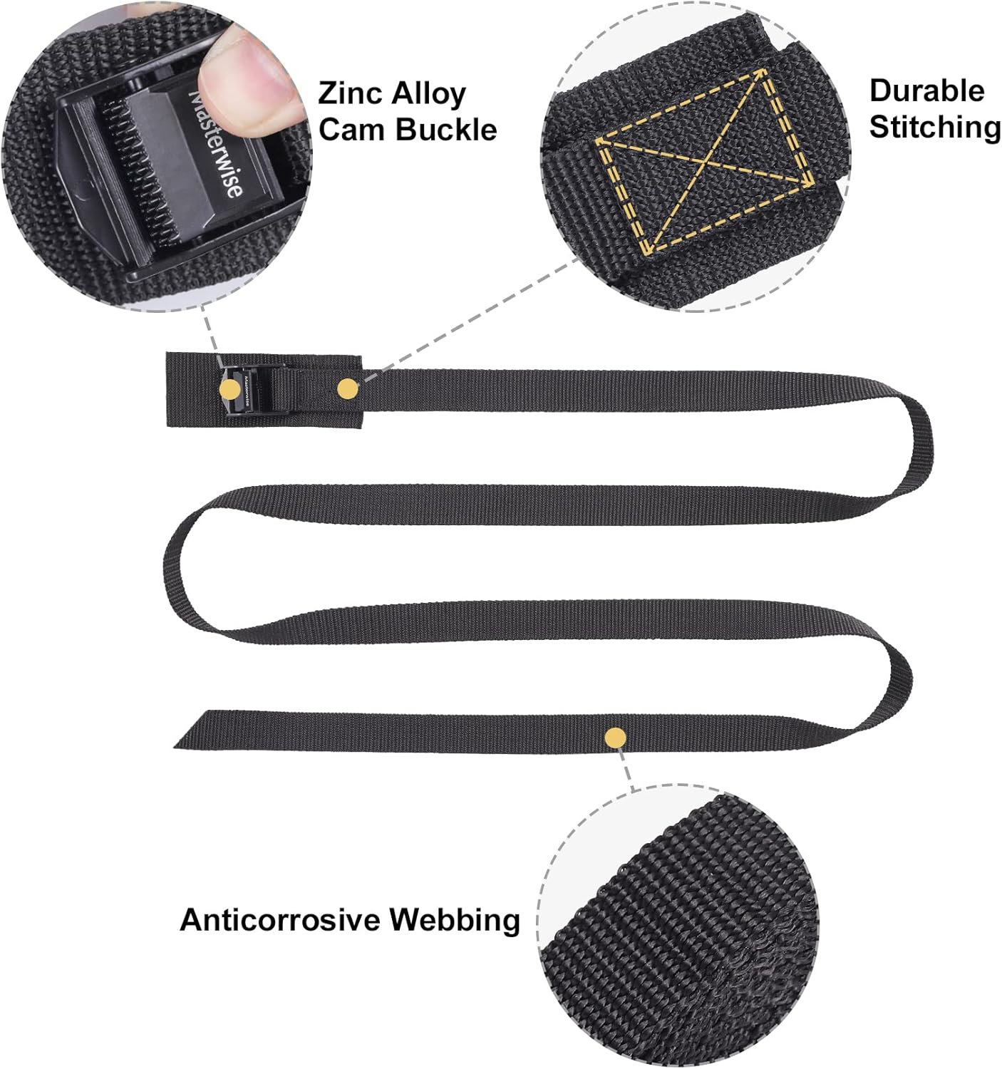 Masterwise Lashing Strap with Cam Buckles, Cinch Strap with Adjustable Buckle Tie Down Straps for Securing (6' x 1") : Industrial & Scientific