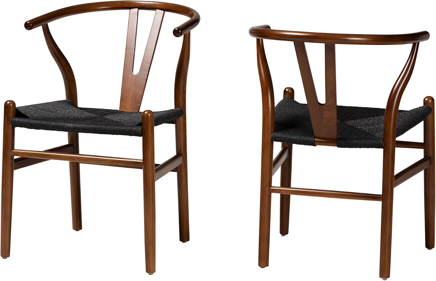 Baxton Studio Paxton Dining Chairs, Black/Walnut Brown