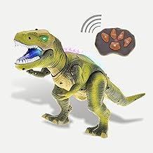 PowerTRC Remote Control Dinosaur T-Rex Toy for Kids | Realistic Prehistoric Sounds | Dinosaur Robot Toy Lights Up and Roars | Walking RC T-Rex Robot Toy (Green)