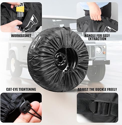 Miniatura 6 de fasebeek 1 funda antipolvo para neumáticos de repuesto para automóvil, bolsa de almacenamiento de protección solar de neumáticos de 31 pulgadas de