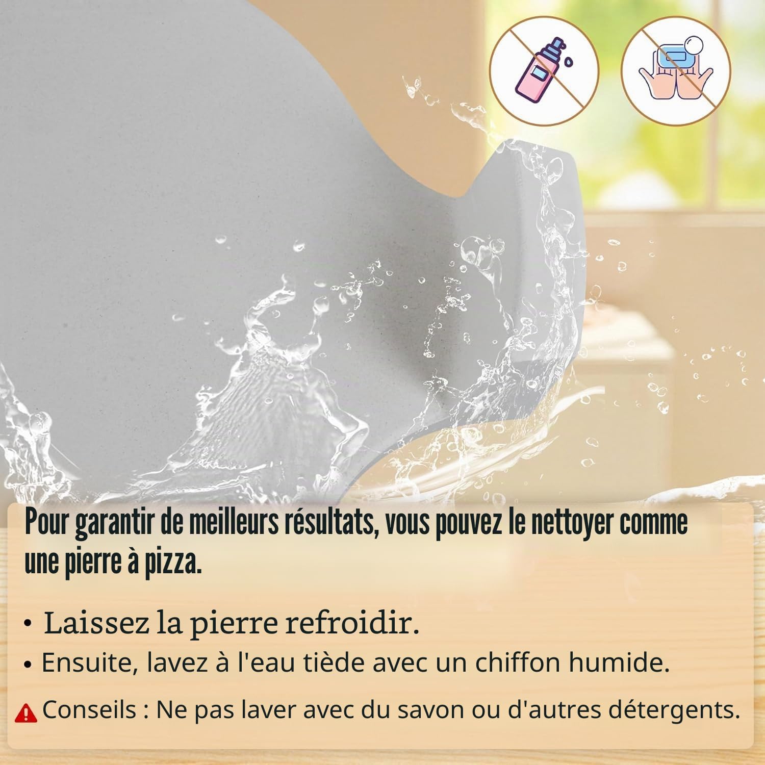 Pierre à pizza et déflecteur de chaleur pour accessoires Kamado - Conveggtor en céramique extra épais avec 3 pieds - Déflecteur de barbecue et pierre de cuisson pour pizza, pain et barbecue