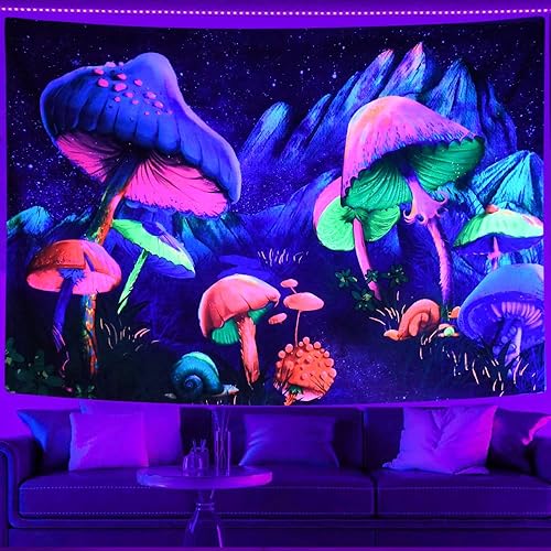 Miniatura 9 de JAWO Tapiz de 7 chakras con luz negra, decoración zen, yoga reactivo a los rayos UV, decoración zen, mandala hippie bohemia, tapices espirituales