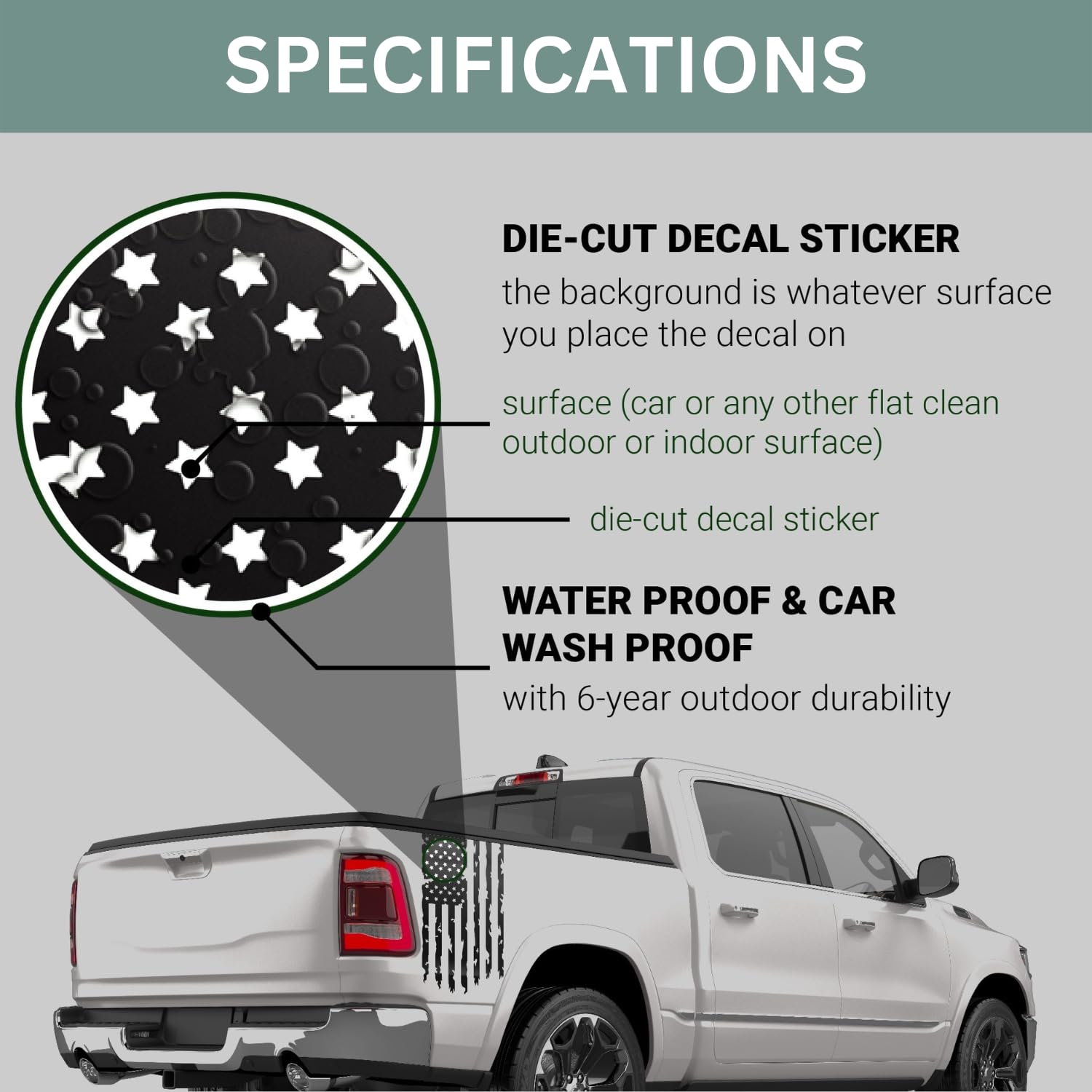 Rzuiytye Black American Flag Truck Decal - Vinyl Tailgate Sticker With Eagle, 16x9 Inches - View #7