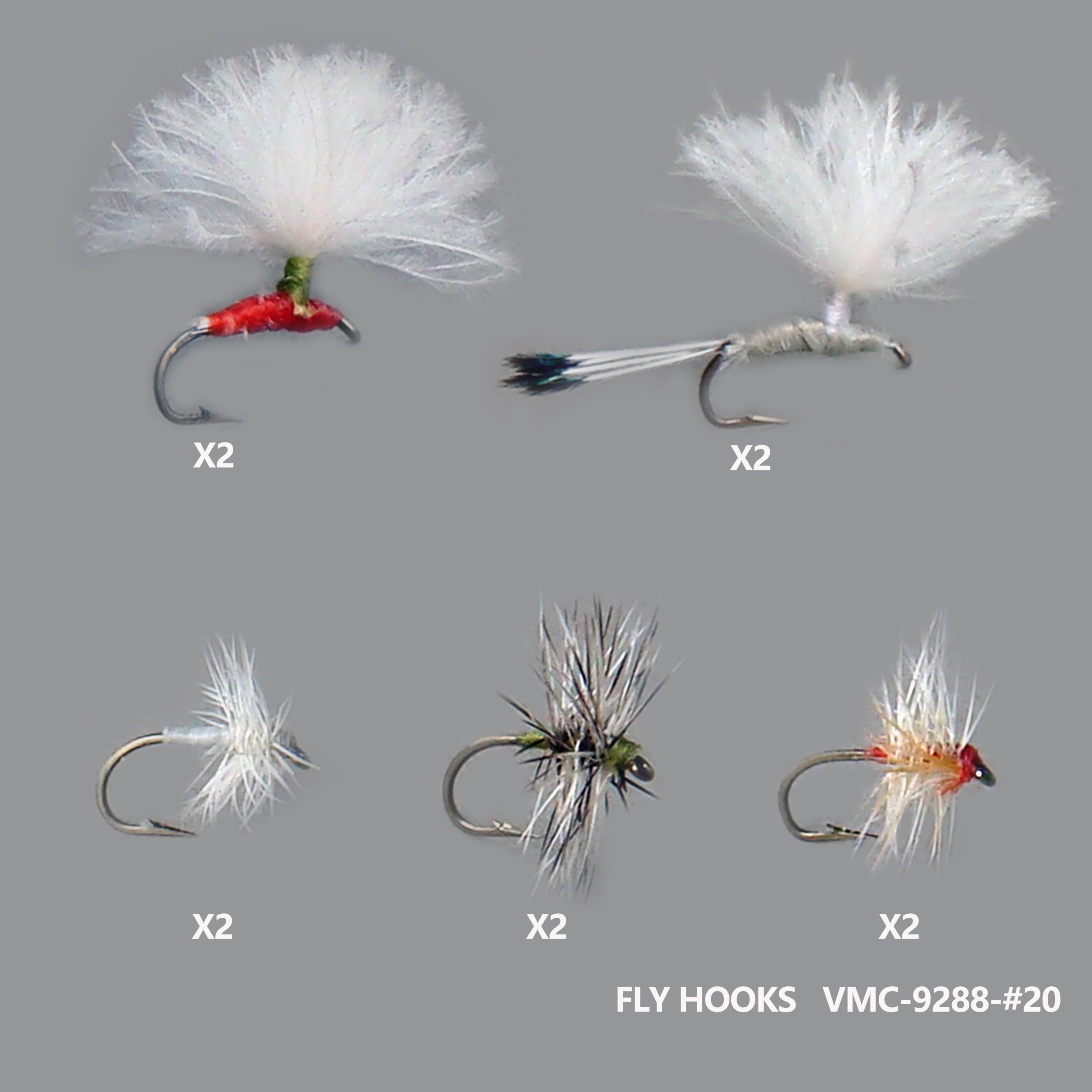 Kit de pêche à la mouche, variété de mouche sèche et humide, hameçons VMC #12 et #20, multicolore, différents motifs