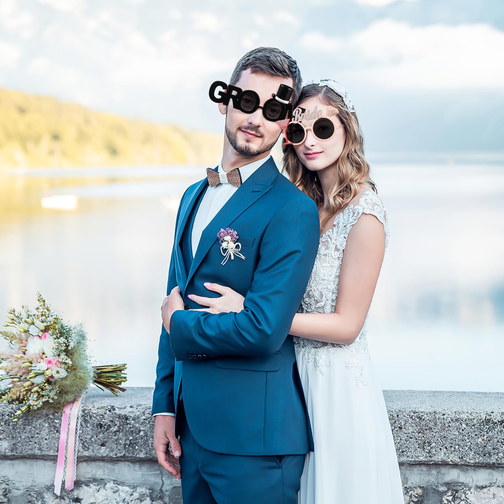 Zerodeko 5 Sätze Lustige Brillen Für Braut Und Bräutigam Hochzeits Junggesellenabschied Foto Requisiten Und Schwarz Robuste Kunststoffbrillen Für Unvergessliche 2 Stücke * 5
