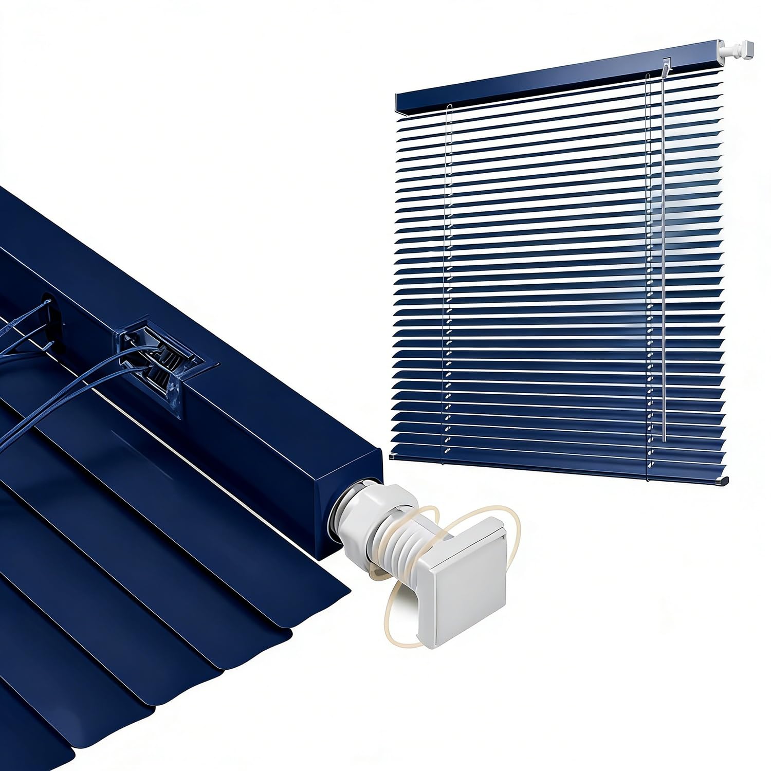 Room Darkening Mini Blind No Drill 40-140cm Width 50-180cm Length, 25mm Slat Aluminum Venetian Blinds, Cordless Horizontal Windows Blinds for Interior(Navy Blue)