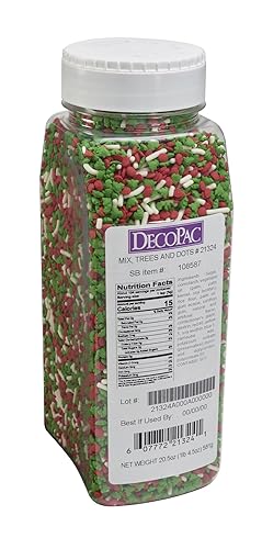 DECOPAC Christmas Trees & Holiday Dots Quins, 20.5oz, Fancy Sprinkles