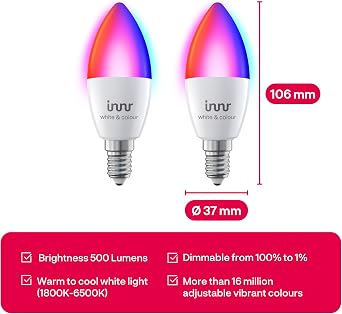 Innr Smart Bulb E14, Warm to Cool White, Works with Hue* and Zigbee Hubs [Energy Class F]