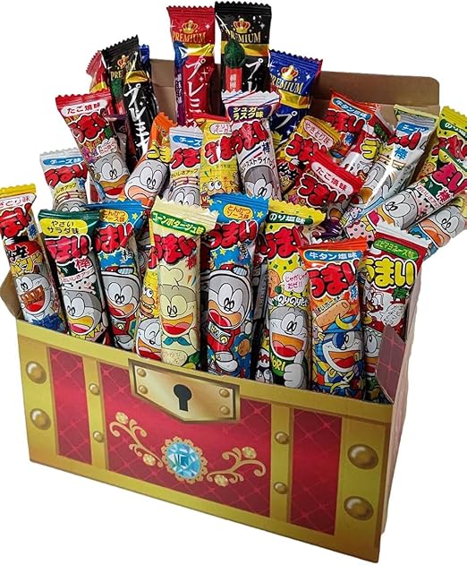 Amazon うまい棒 合計40本 詰め合わせ セット プレミアムうまい棒 宝箱 駄菓子 プレゼント イベント パーティー ぴきしぇも オリジナル キングダム やおきん 駄菓子 通販