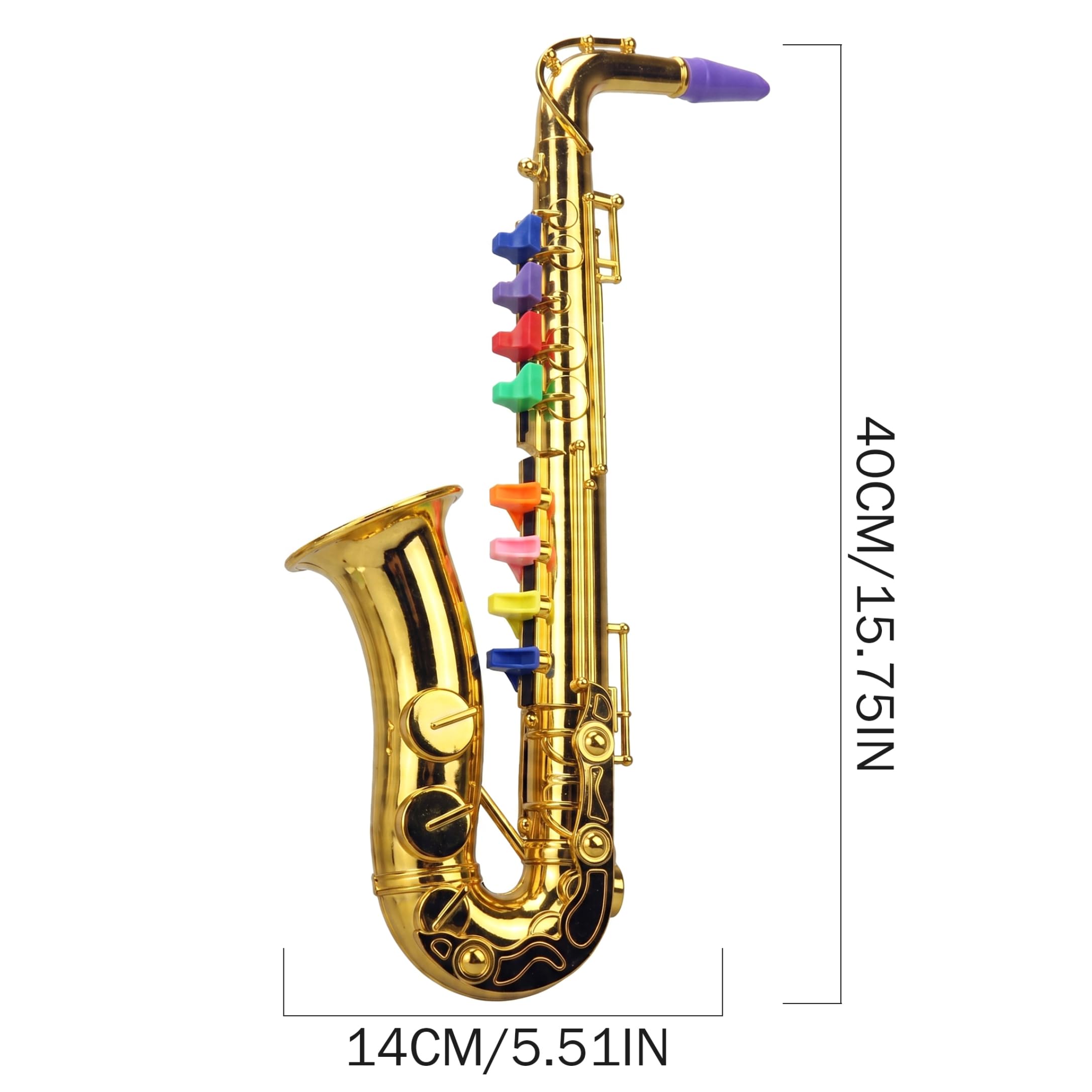 Spielzeugsaxophon, Musikinstrumente für Kinder mit farbcodierten Tasten, Saxophon für Kinder, Lernspielzeug für Jungen und Mädchen, Geburtstag, Partyspiel, Gold