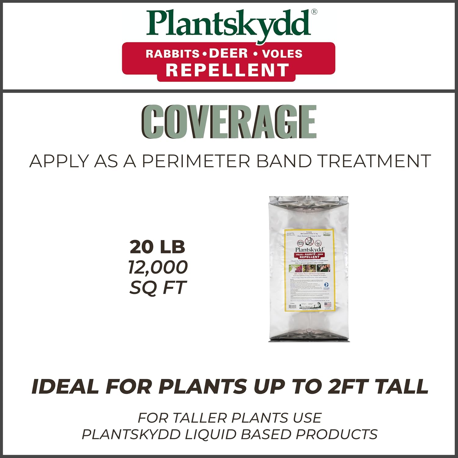 Plantskydd Animal Repellent - Repels Deer, Rabbits, Elk, Moose, Hares, Voles, Squirrels, Chipmunks and Other Herbivores; 20 LB Granular Bag (PS-VRD20)