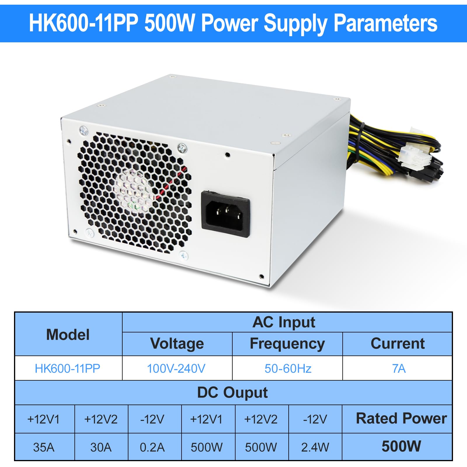 Actualizado 500 W HK600-11PP Compatible con Lenovo P330, P340, P350, P328, P310, M930T, T4900K, PCK010, FSK010, 5P50V03181, 5P50V03218, SP50H29598 y FSP600-60AGPAA. Fuente de alimentación conmutada.
