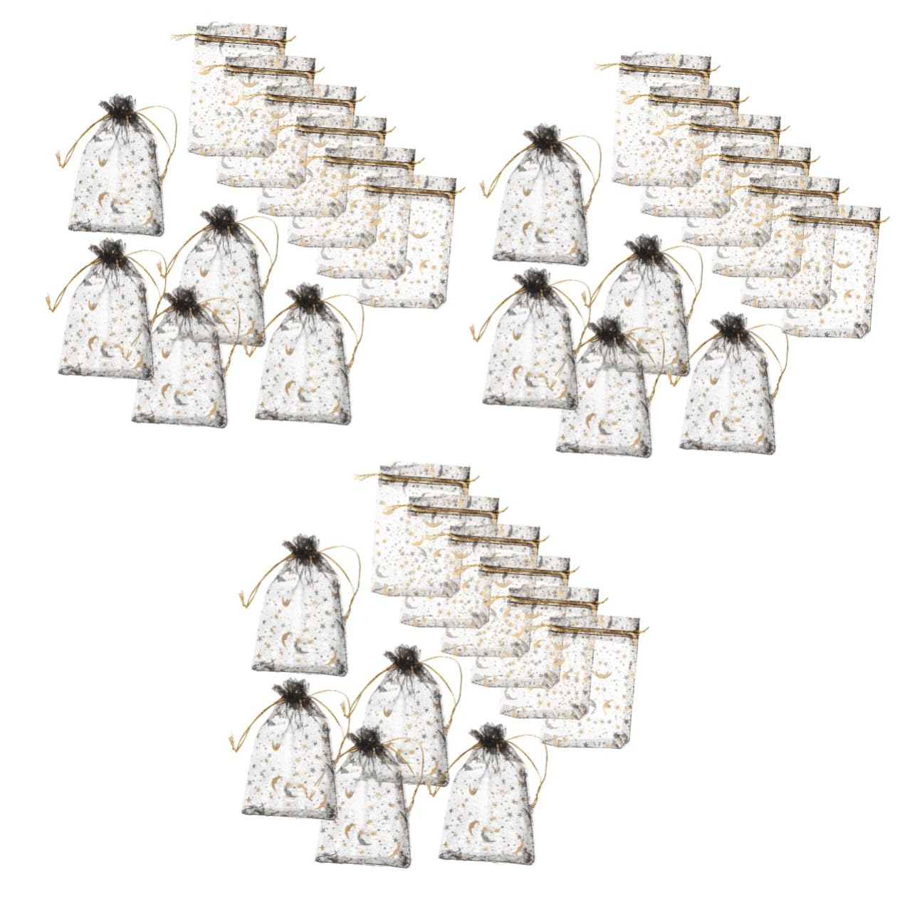 Cabilock 300pièces Sachets Organza à Cordon avec Et Lunes Pochettes Tulle pour Bijoux Et pour Et