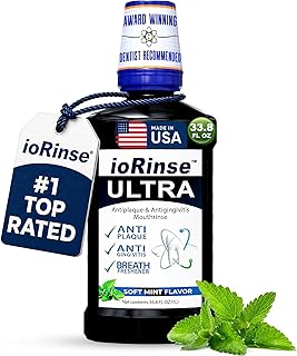 ioRinse Ultra Periodontal Rinse & Gum Mouthwash, Alcohol Free Mouth Rinse for Gum Disease, Fights Gingivitis, Plaque & Bad Breath, Bleeding Gums mouthwash with Molecular Iodine & Xylitol, 1L