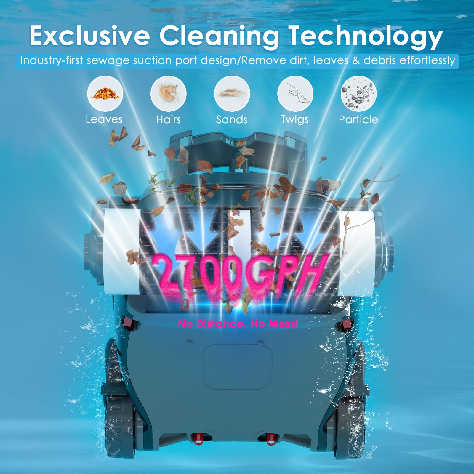 Robot nettoyeur de piscine sans fil, escalade murale, autonomie prolongée, auto-stationnement, léger, grande capacité, double moteur avancé, aspirateur automatique X1 pour piscines creusées jusqu'à