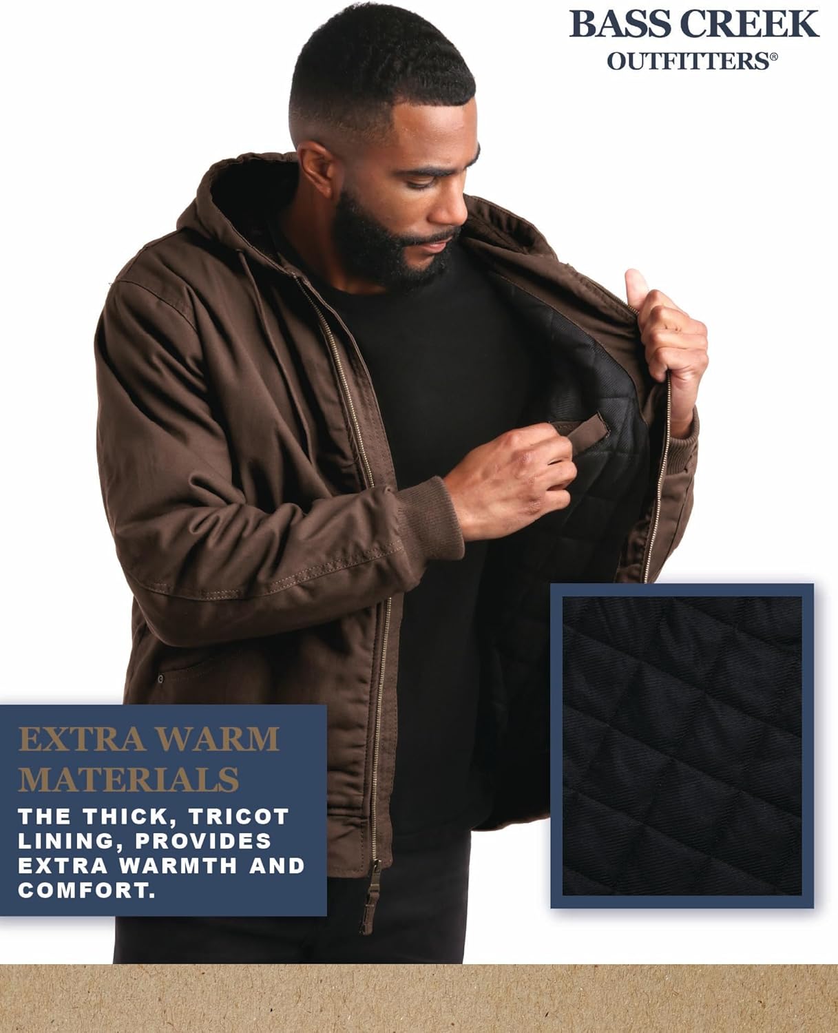 Bass Creek Outfitters Mens Canvas Jacket - Quilted Lining & Ribbed Cuff Sleeves Tricot Duck Work Jackets for Men (M-XXL) - Image 5